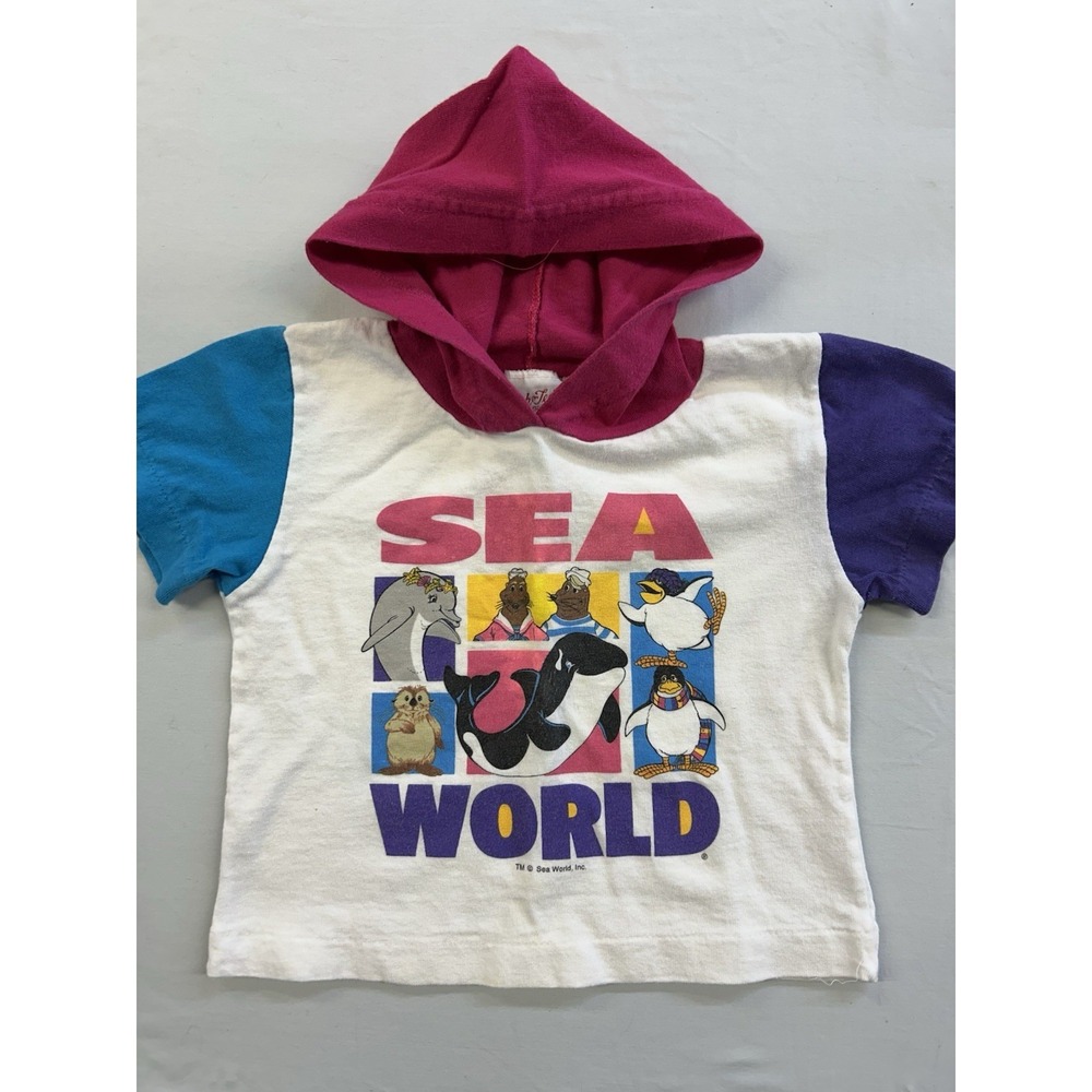 Vintage 1990s Sea World Hooded T Shirt Size 2T Made In USA